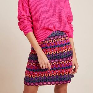 Anthropologie Ellen Embroidered Mini Skirt